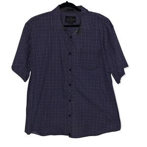 Men's Cody James Blue Printed Short Sleeve Button Down Shirt
